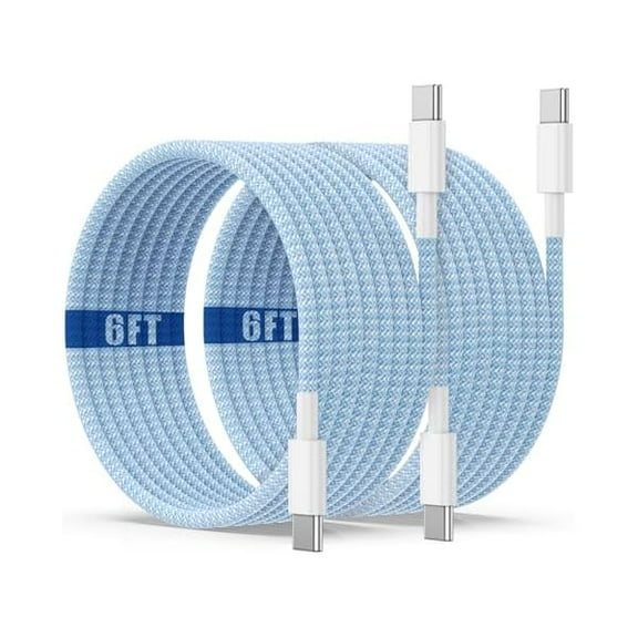 USB C to C Charging Cable 6ft, 60W Fast Type C to C Charger Cord Long for Apple iPhone 16/16 Pro Max/15 Plus/15 Pro Max, MacBook Pro 2021/2020/2019/2018, iPad 12.9/11 inch/Mini/Air 5/4,Samsung Galaxy