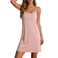 thumbnail image 3 of Nightgown with Built in Bra Racerback Sleeveless Night Shirt Spaghetti Strap Loose Fit Breathable Sleepwear Lightweight Sleepdress Pink M, 3 of 5