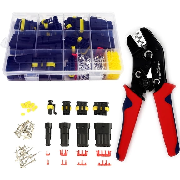 352 count  Electrical Connector Terminals Automotive Electrical Wire Connectors 1/2/3/4 Pin Connector with Ratchet Crimping Tool