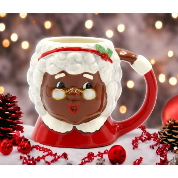 African American Mrs. Claus Ceramic Mug 14 oz Christmas Gift Mom