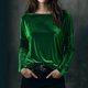 thumbnail image 1 of Karight Velvet Tops for Women Long Sleeve Crew Neck Tshirts Casual Loose Fit Tunic Blouses Elegant Party Dressy Outfits, 1 of 5
