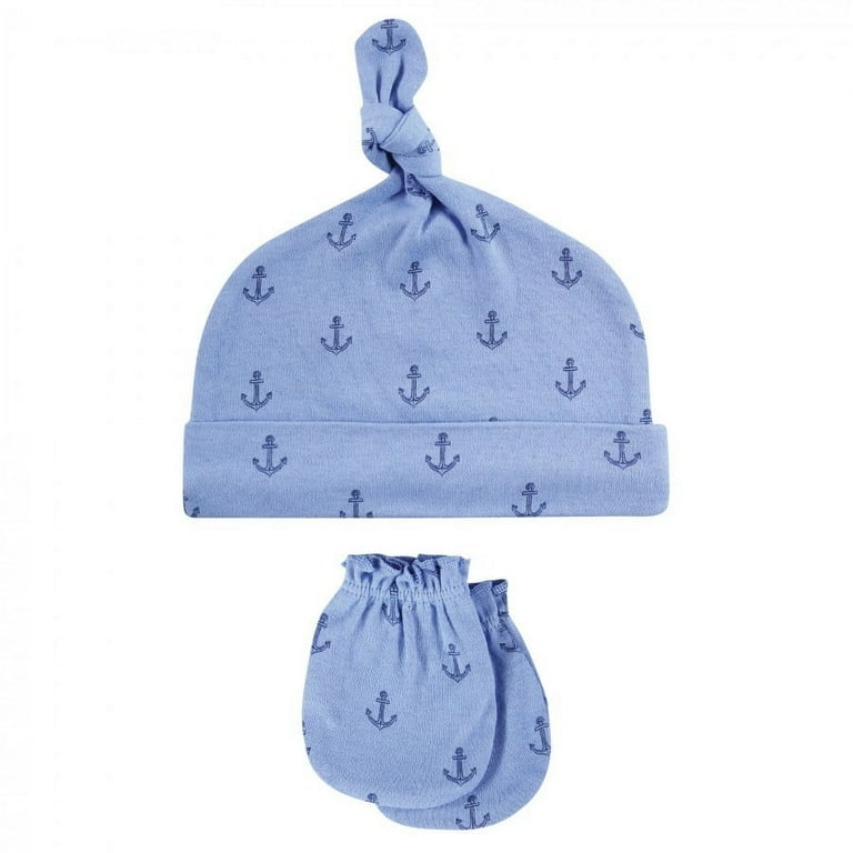 Hudson Baby Infant Boy Cotton Scratch Mittens, Blue Whale, 0