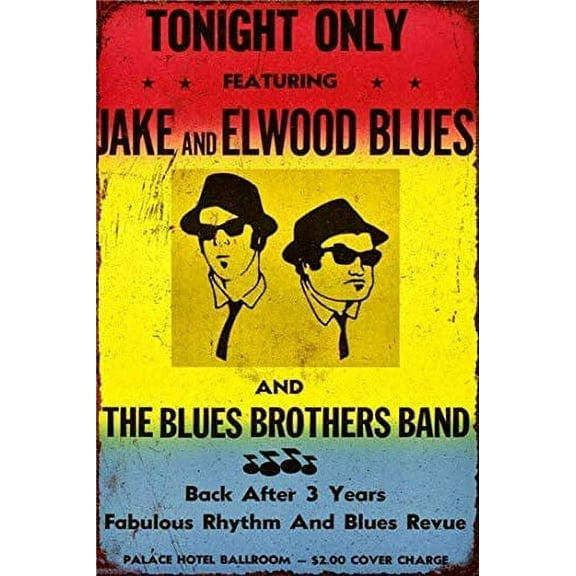 Metal Tin Sign Blues Brothers Band Pub Home Vintage Retro Poster Cafe Art 8"x12"inch