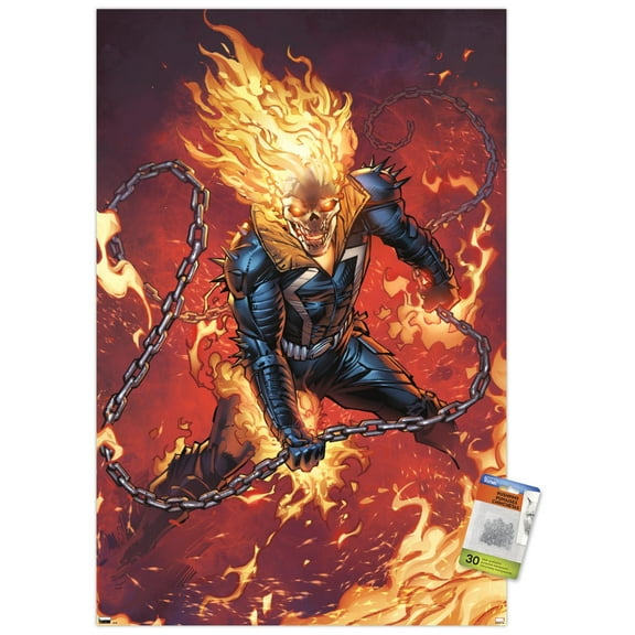 Marvel Ghost Rider - Flaming Chain Wall Poster with Pushpins, 22.375" x 34"