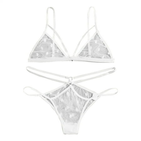 

TAIAOJING Women Exotic Lingerie Set Sexy Wave Point The PolyesterFor DressingOutside Lady Babydoll Underwear