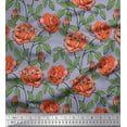 thumbnail image 2 of Soimoi Cotton Cambric Fabric Leaves & Rose Floral Print Fabric by the Yard 42 Inch Wide, 2 of 3