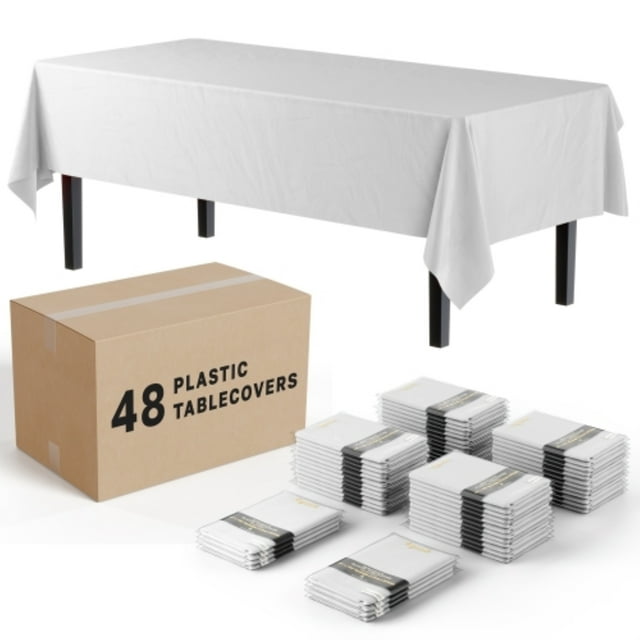 Exquisite White Disposable Tablecloths For Rectangle Tables In Bulk 48