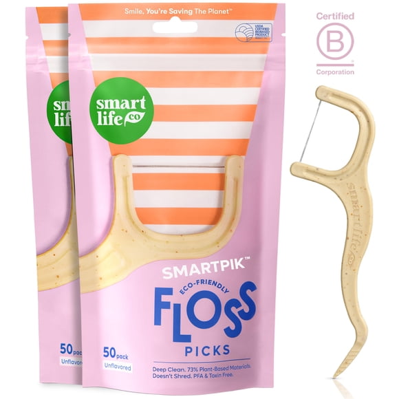Hilos dentales con palillo SmartLifeco ecológicos 100 unidades veganos