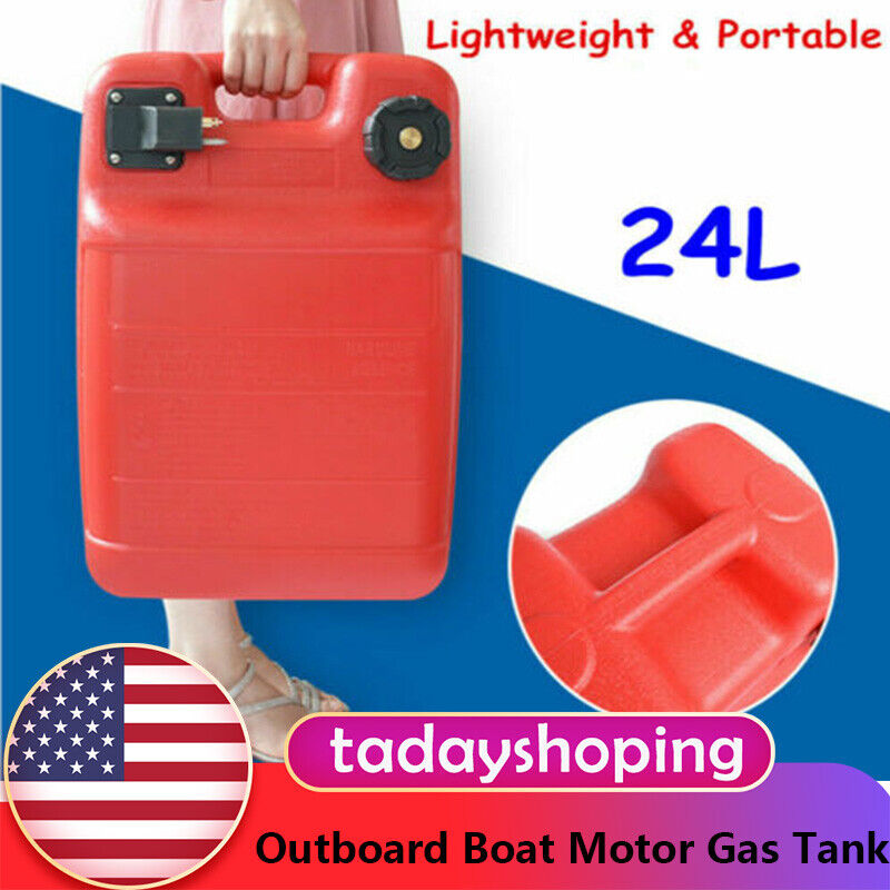 6 Gallon 24L Portable Marine Outboard Boat Motor Gas Tank External Fuel