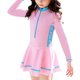 thumbnail image 1 of Wosthever Traje de baño de verano de playa con traje de baño de traje de baño con dobladillo de de línea adelgazante Traje de baño rosa manga larga 4XL, 1 of 6