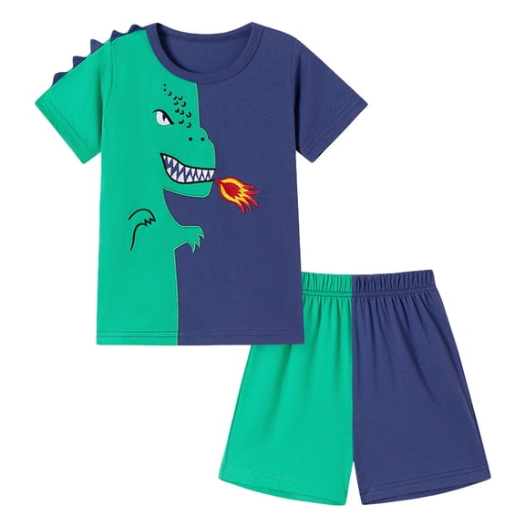 Soepste Toddler Boy Sets Baby Boys' Clothing Sets Toddler Baby Boy Clothes Summer Short Sleeve Print T-Shirt Tops Color Shorts Set Casual Outfit