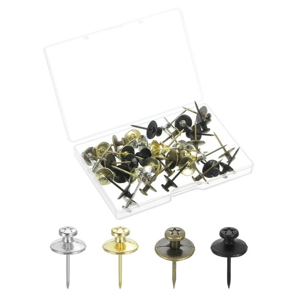 Uxcell 40 Pcs Double Headed Picture Hanging Nails, Zinc Alloy Thumb Tacks, 4 Colors