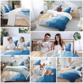 thumbnail image 5 of 3 Piece Blue Geometric Beach Duvet Cover Set California King,Microfiber Comforter/Quilt Cover with Corner Ties and 2 Pillowcases,Ombre Waves Moire Abstract Art All Season Bedding with Zipper Closure, 5 of 8
