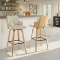 thumbnail image 2 of Stella 30" Contemporary Fixed-Height Barstool with Swivel in Natural Wood, Cream Fabric and Square Black Metal Footrest by LumiSource - Set of 2, 2 of 10