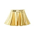 thumbnail image 3 of Doomiva Kids Girls Glossy Metallic Flared Pleated Skater Skirts Skort Dance Mini Skirt Gold 8, 3 of 4
