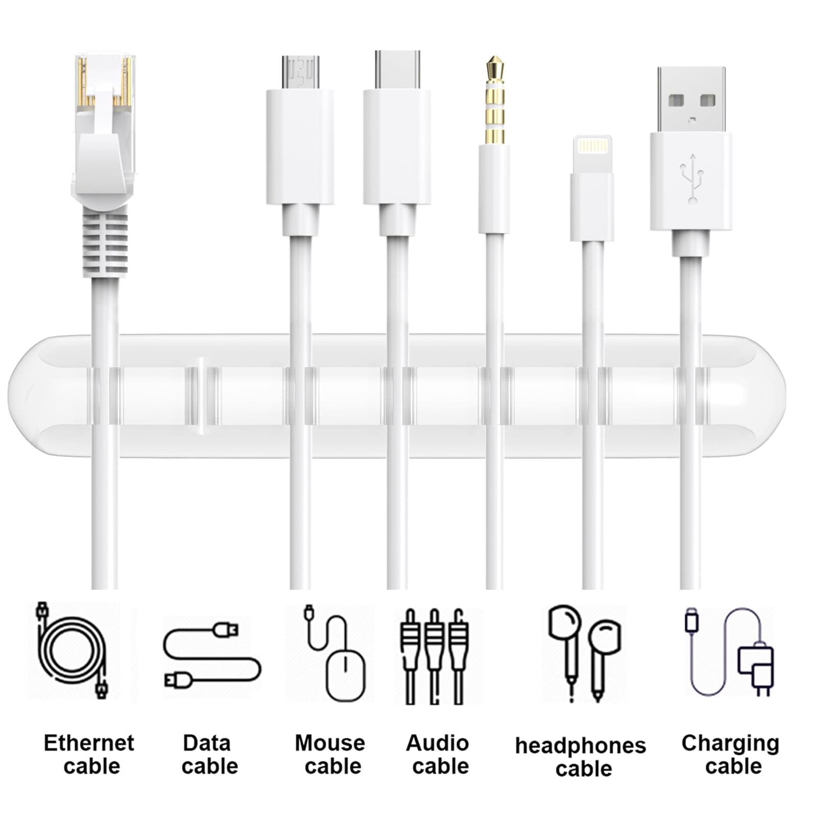 Cable Holder Clips Cable Management Cord Organizer Clips Silicone Self Adhesive for Desktop USB Charging Cable Nightstand Power Cord Mouse Cable Wire PC Office Home