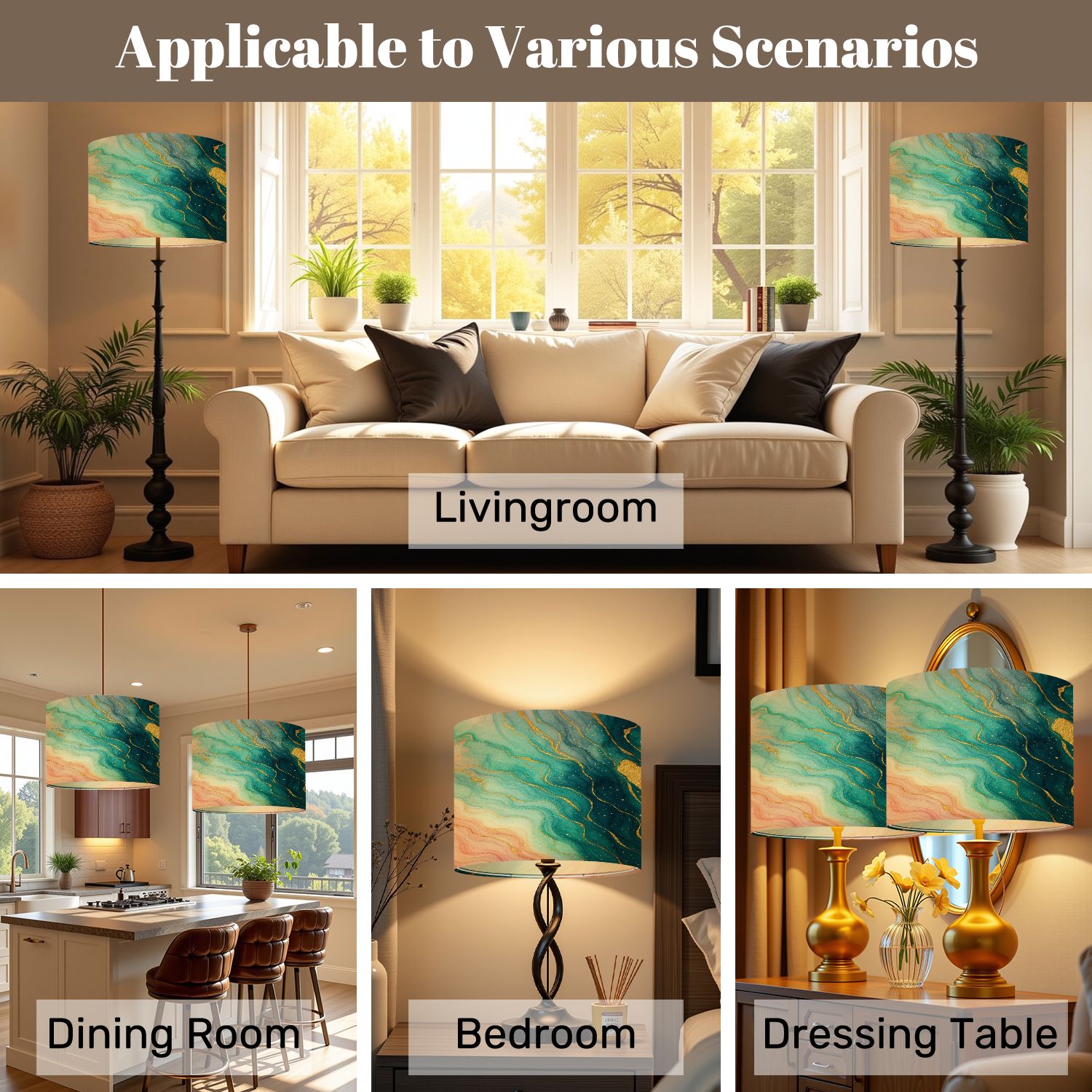 Lampshades 2 Pack Marble Wall poster Abstract pastel pink teal gold white marble alcohol 13"x13"x10" Light Shade for Table Lamps Floor Lamps Drum Lamp Shades Lampshade Replacement Easy Assembly