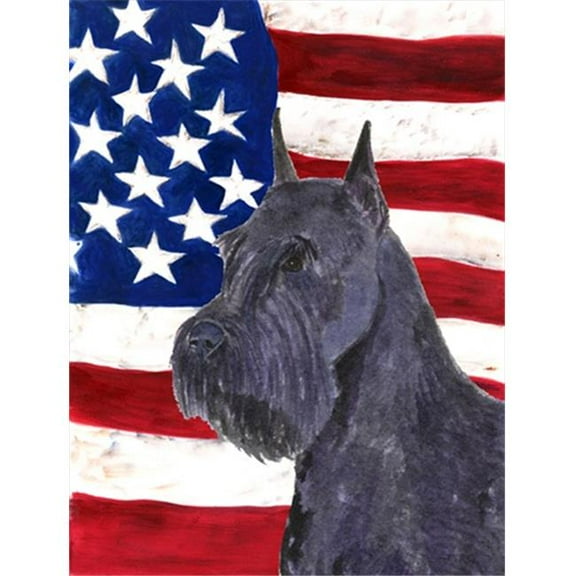 28 x 40 in. USA American Flag with Schnauzer House Size Canvas Flag