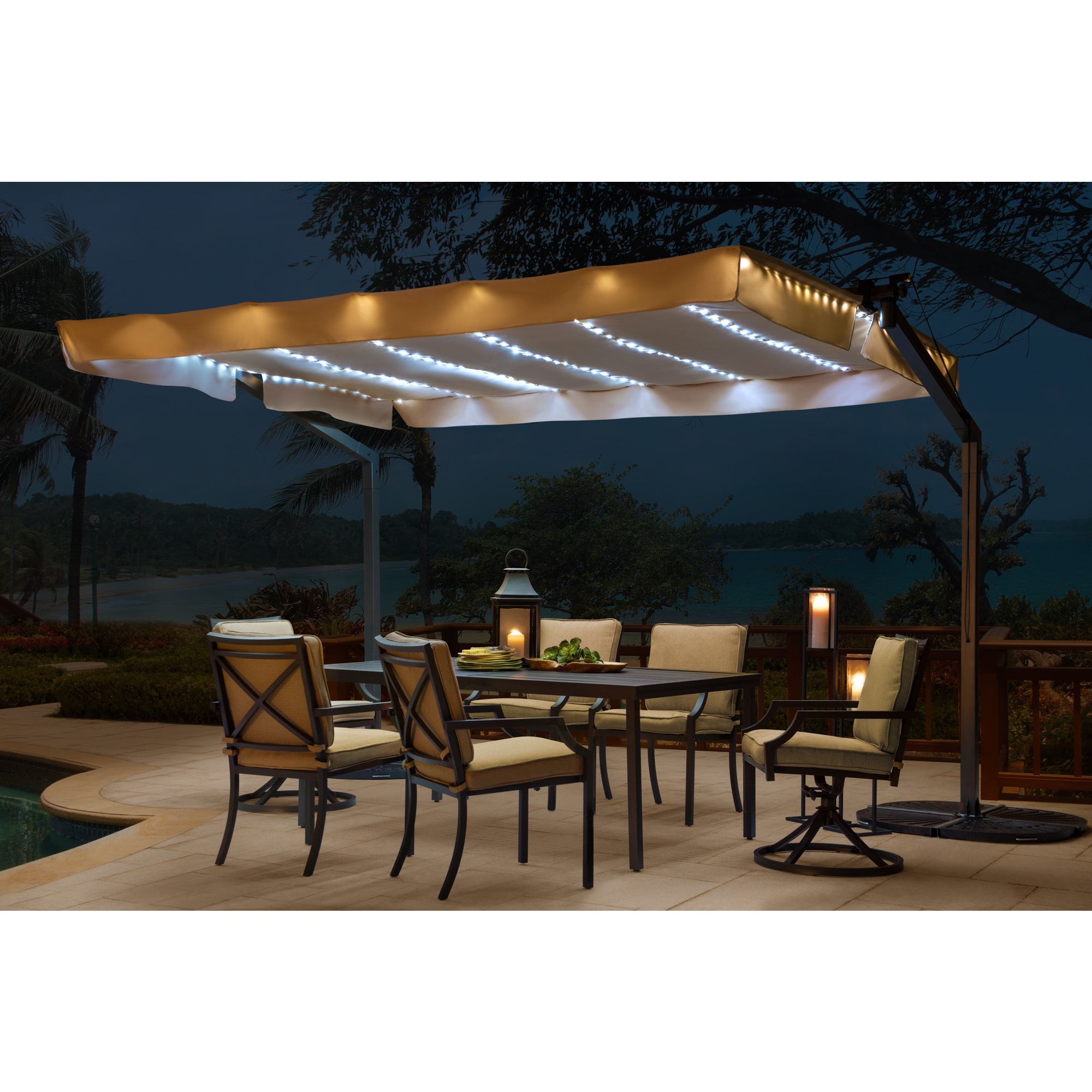 Sunjoy Lenora Gazebo Solar Lighted Mobile Shade Walmart Com Walmart Com
