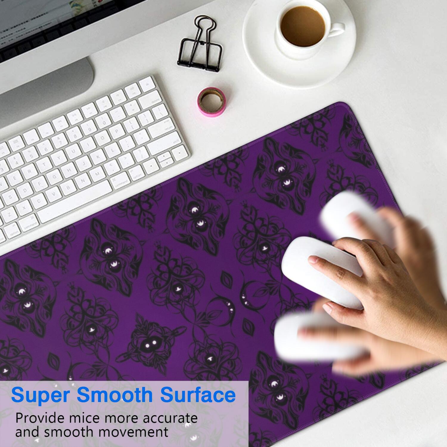 Long Mouse Pads for Desk,Purple Black Ornament Eye Pattern Desk Mats on Top Of Desks, Desk Mouse Pad Extra Large with 3mm Non-Slip Base and Stitched Edge for Gaming,Office,Work,Home 31.5"x15.7"
