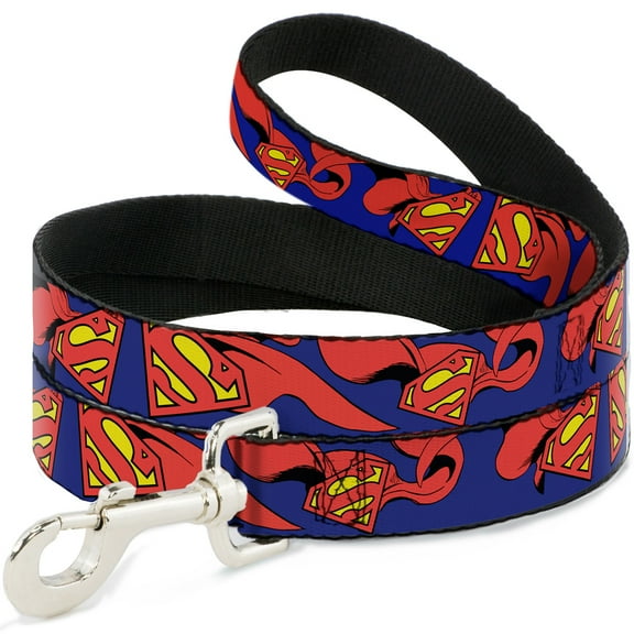 DC Comics Pet Leash, Dog Leash, Superman Shield Cape, 4 Feet Long 1.0 Inch Wide