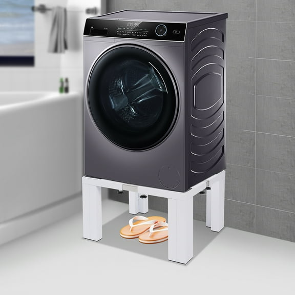 Heavy Duty Washing Machine Stand, 1102.31lbs Load Capacity, Adjustable Length & Width, Anti-slip Pads, Stainless Steel Construction