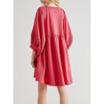 thumbnail image 4 of xiaxaixu Robe d'Été Mini pour Femmes Manches Lanterne Couleur Unie Tunique Ample Robe Courte Bouffante, 4 of 6