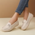 thumbnail image 4 of Willtoo Womens Wide Toe Loafers Slip-On Metal Buckle Platform Casual Flats Non Slip Comfort Walking Shoes for Daily Wear, 4 of 6