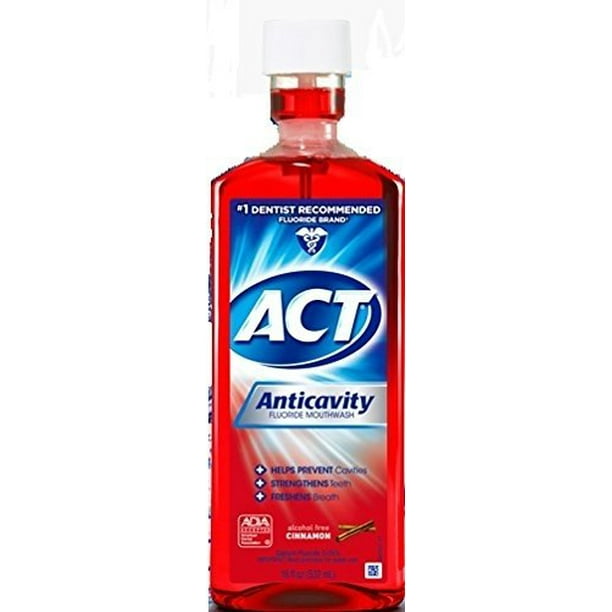 ACT Anticavity Fluoride Rinse 18 Oz (3 Pack) Alcohol free cinnamon