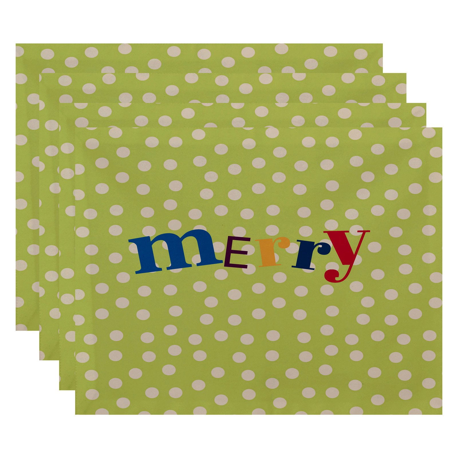 Simply Daisy 18" x 14" Merry Dot Word Print Placemats, Set of 4