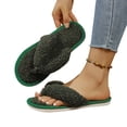 thumbnail image 5 of NexTorq Thong Slippers for Women Flip Flop Slippers House Slippers With Cozy Textured Fleece Upper Fuzzy Plush Lining Open Toe Comfortable Slip On Lightweight Indoor Bedroom Home Shoes Ladies, Green, 5 of 8
