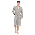 thumbnail image 4 of MintLimit Men's Robe Soft Kimono Full Length Knit Bath Robe Mens Long Sleeve Lightweight Nightgown Solid Color Bathrobe Sets with Pockets Gray L, 4 of 5