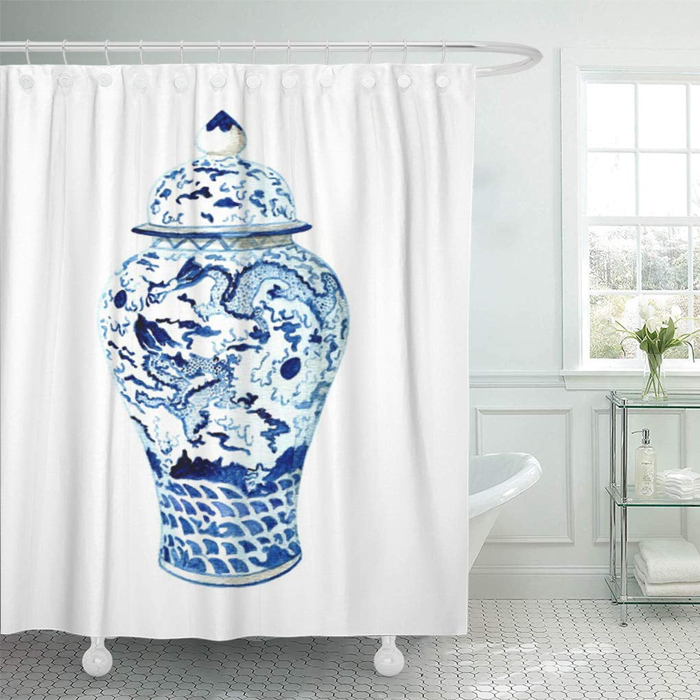 CYNLON Blue Annechovie Ginger Jar No Anne Harwell White Chinoiserie