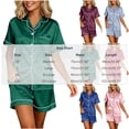 thumbnail image 7 of FAIWAD Satin Pajamas for Women Short Sleeve Sleepwear Pjs Sets 2 Piece Button Down Loungewear Matching Shorts, 7 of 7