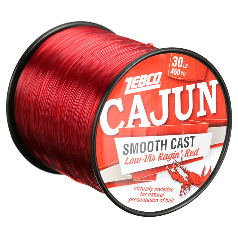 Zebco Cajun Line Smooth Cast Fishing Line, Low Vis Ragin' Red, 30 Pound  Tested