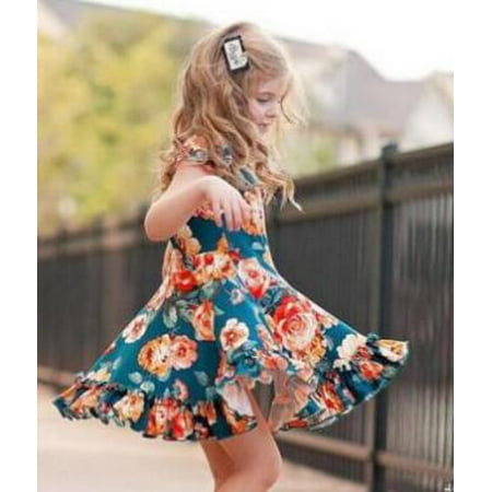 Little Girls Dress Short Bubble Sleeve Ruffle Dress Kids Flower Birthday Girl Dress Casual Princess Fairy Dress Wedding Holiday Bridal Baptism Party