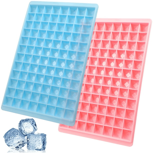 2pcs 96 cavidades Forma de diamante Bandejas de cubitos de hielo Caja de hielo de plástico Fabricación en hielo de molde de hielo Accesorios de cocina (color aleatorio)