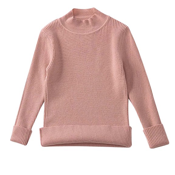 Dagugfen Sweaters for Teen Boys Girls Long Sleeve Mock Neck Regular Fitted Knitted Breathable Daily Wear Layer Sweaters(4-5 Years,Pink)
