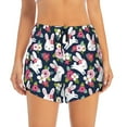 thumbnail image 2 of Fuzoiu Rabbit And Rose Print Women's Athletic Shorts, Double-Layer Running Shorts with Pocket,Women's Workout Shorts for Yoga, Gym, and Workouts-Medium, 2 of 7