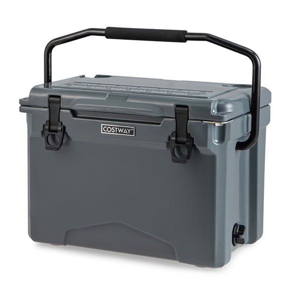 Resenkos 25 QT Hard Cooler with Aluminum Handle and Integrated Cup Holders-Gray