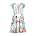 thumbnail image 4 of Xdegoge Easter Dresses for Girls Rabbit Print with Tiered Skirt and Cap Sleeves, Lightweight and Comfortable Teens Holiday Dress, 4 of 5