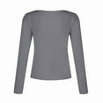 thumbnail image 4 of Trendy Long Sleeve Shirts for Women Fall Fashion V Neck Crop Slim Fitted Y2K Tops Outfits Clothes Grey L, 4 of 7