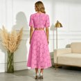 thumbnail image 5 of RFQWOVSR Women's Solid Color Embroidered Short Sleeve Crop Top Maxi Skirt 2 Piece Set French Style Casual Summer Dress Outfit S, 5 of 5