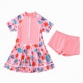 thumbnail image 5 of TOWED22 Toddler Girl Swimsuit One Piece Rash Guard Bathing Suit Little Girls Short Sleeve Quick Dry Swimwear 1-7 Years Light Pink,9-10 Y, 5 of 5