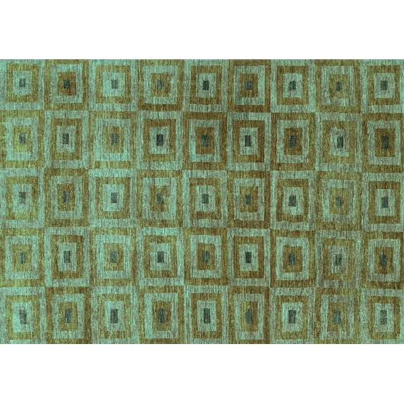 Ahgly Company Indoor Rectangle Abstract Turquoise Blue Contemporary Area Rugs, 3' x 5'