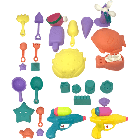 28 Piece Beach Sand Toy Set Water Wheel  Shovels  Rakes  Watering guns  Molds