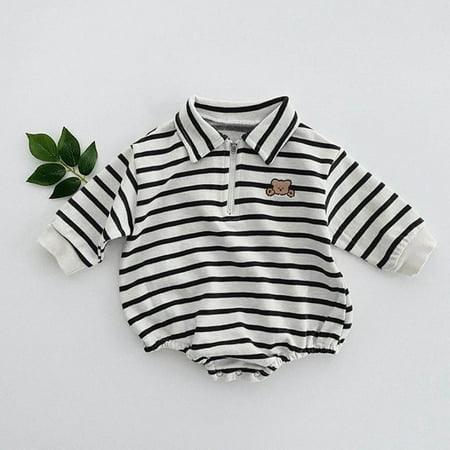 

NIUREDLTD Baby Girls Boys Autumn Striped Cotton Long Sleeve Romper Bodysuit Clothes