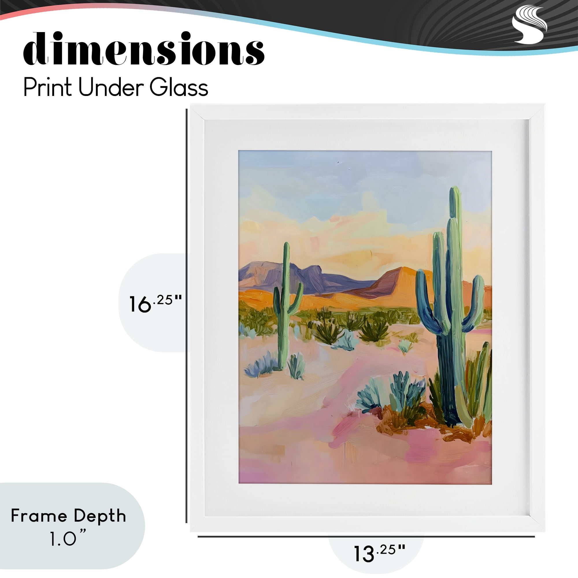 Stupell Industries Cactus Desert with Soft Sunset White Framed Print Under Glass, design by The Prints Vibe