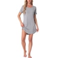 thumbnail image 2 of NOMADIC NOOK Women's 2 Pack Nightshirt Round-Neck Short-Sleeve Striped Sleep Gown X-Large 2 Packs Grey, 2 of 6
