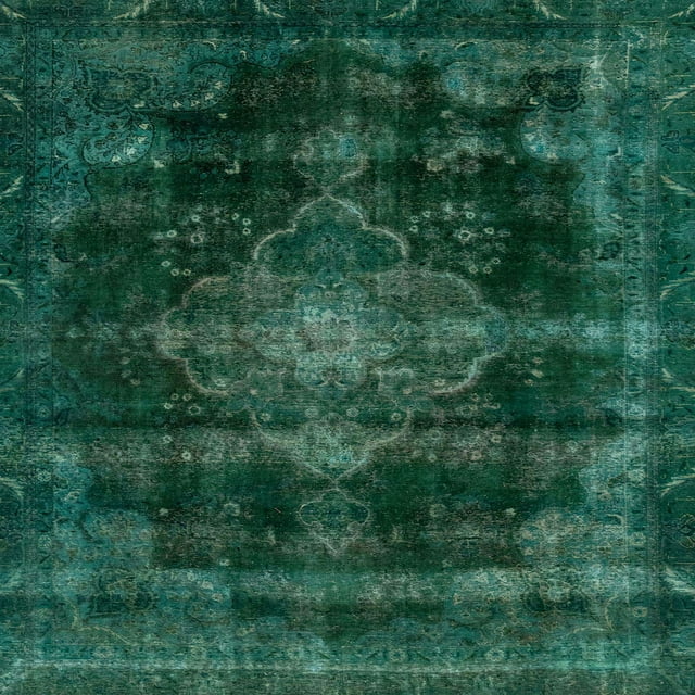 Ahgly Company Tapis d'Intérieur Carré Abstrait Vert Sarcelle Profond, 6 Pieds Carré